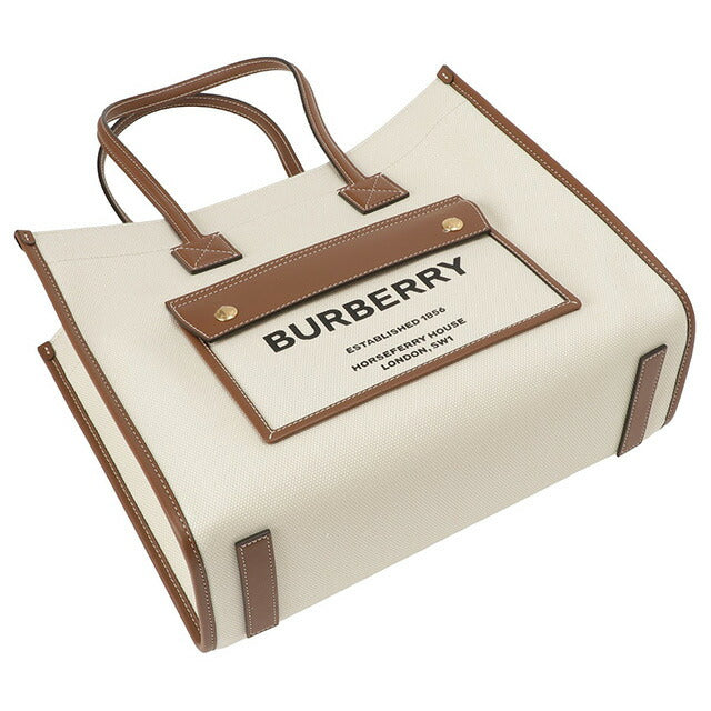 バーバリー BURBERRY 8044138 A1395 ツートン キャンバス&レザー スモール フレヤトートバッグ ショルダーバッグ ナチュラル/タン ユニセックス BBBU00127L