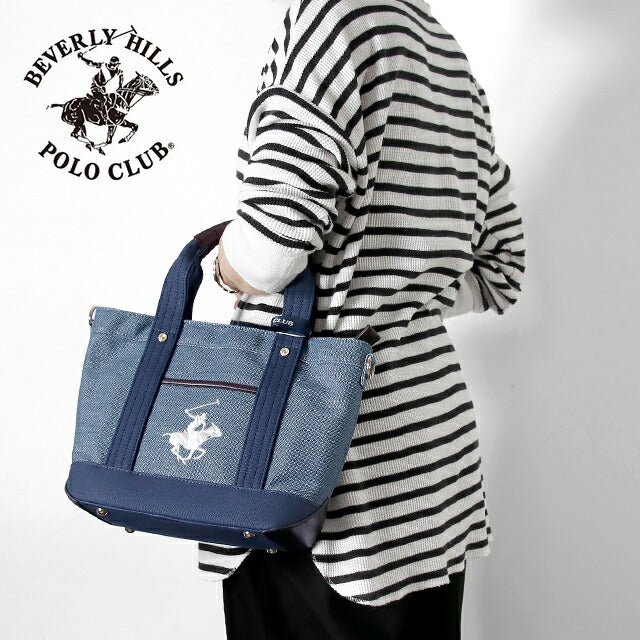 ビバリーヒルズポロクラブ トートバッグ メンズ レディース ブランド キャンバストートバッグSS Cotton 253122 BL NV WH バッグ BH1006N-BLNVWH