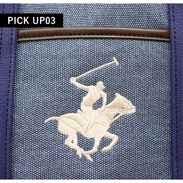 ビバリーヒルズポロクラブ トートバッグ メンズ レディース ブランド キャンバストートバッグSS Cotton 253122 BL NV WH バッグ BH1006N-BLNVWH