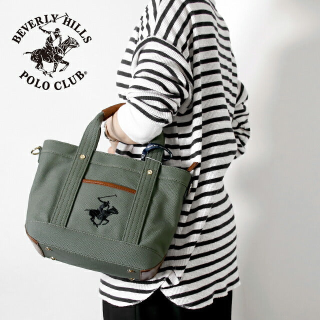 ビバリーヒルズポロクラブ トートバッグ メンズ レディース ブランド キャンバストートバッグSS Cotton 284918 GRN GRN BK バッグ BH1006N-GRNGRNBK