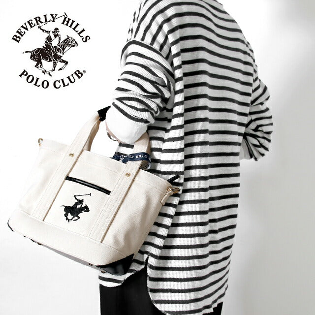 ビバリーヒルズポロクラブ トートバッグ メンズ レディース ブランド キャンバストートバッグSS Cotton 286428 IV IV BK バッグ BH1006N-IVIVBK