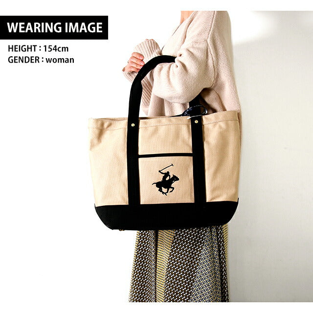 ビバリーヒルズポロクラブ トートバッグ メンズ レディース ブランド キャンバストートバッグL Cotton 243710 BE BK BK バッグ BH1008N-BEBKBK