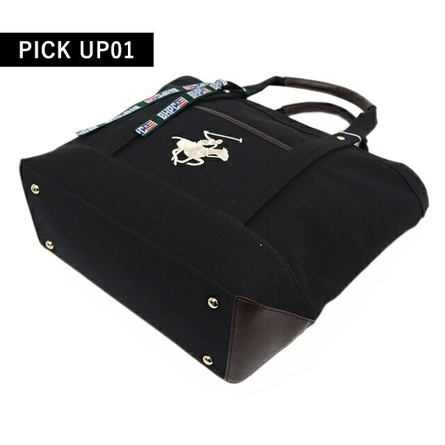 ビバリーヒルズポロクラブ トートバッグ メンズ レディース ブランド キャンバストートバッグL Cotton 152453 BK BK WH バッグ BH1008N-BKBKWH