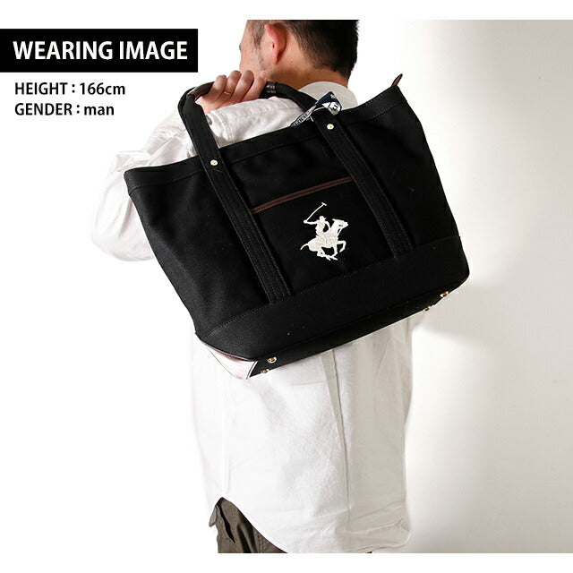 ビバリーヒルズポロクラブ トートバッグ メンズ レディース ブランド キャンバストートバッグL Cotton 152453 BK BK WH バッグ BH1008N-BKBKWH