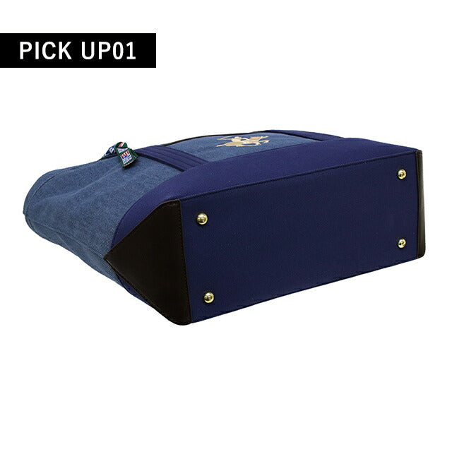 ビバリーヒルズポロクラブ トートバッグ メンズ レディース ブランド キャンバストートバッグL Cotton 157202 BL NV WH バッグ BH1008N-BLNVWH