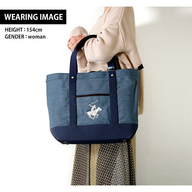 ビバリーヒルズポロクラブ トートバッグ メンズ レディース ブランド キャンバストートバッグL Cotton 157202 BL NV WH バッグ BH1008N-BLNVWH