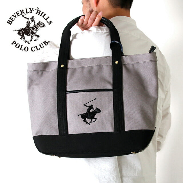 ビバリーヒルズポロクラブ トートバッグ メンズ レディース ブランド キャンバストートバッグL Cotton 243711 GR BK BK バッグ BH1008N-GRBKBK