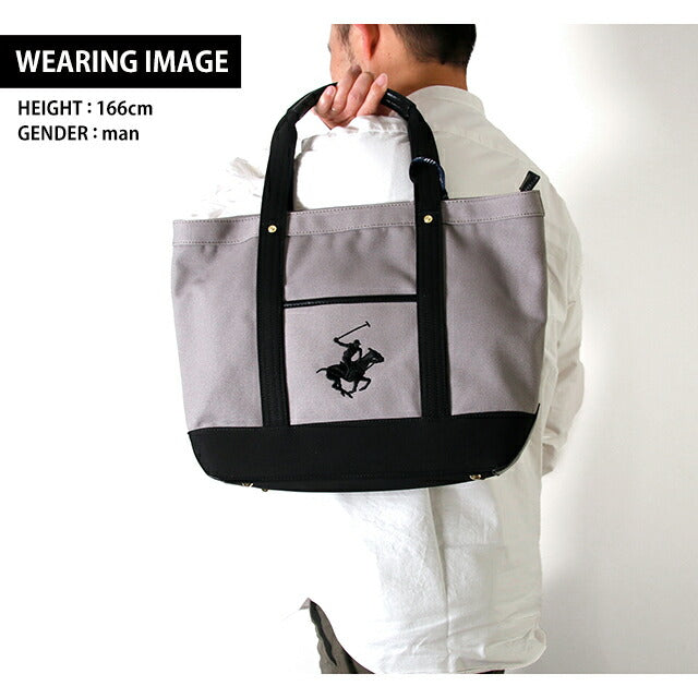 ビバリーヒルズポロクラブ トートバッグ メンズ レディース ブランド キャンバストートバッグL Cotton 243711 GR BK BK バッグ BH1008N-GRBKBK