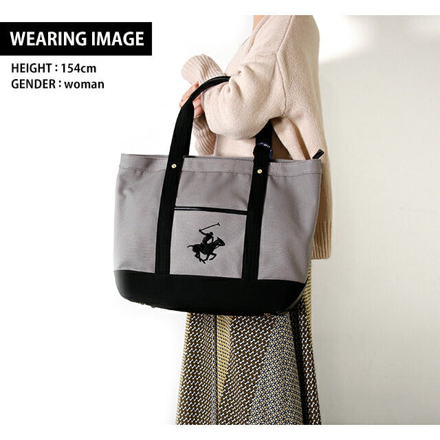 ビバリーヒルズポロクラブ トートバッグ メンズ レディース ブランド キャンバストートバッグL Cotton 243711 GR BK BK バッグ BH1008N-GRBKBK