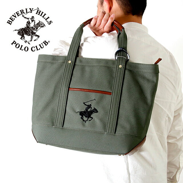 ビバリーヒルズポロクラブ トートバッグ メンズ レディース ブランド キャンバストートバッグL Cotton 284919 GRN GRN BK バッグ BH1008N-GRNGRNBK