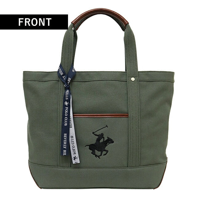 ビバリーヒルズポロクラブ トートバッグ メンズ レディース ブランド キャンバストートバッグL Cotton 284919 GRN GRN BK バッグ BH1008N-GRNGRNBK