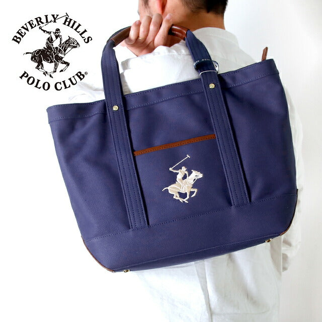 ビバリーヒルズポロクラブ トートバッグ メンズ レディース ブランド キャンバストートバッグL Cotton 152454 NV NV WH バッグ BH1008N-NVNVWH