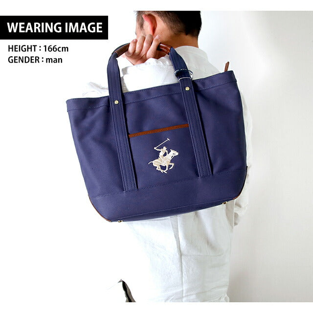 ビバリーヒルズポロクラブ トートバッグ メンズ レディース ブランド キャンバストートバッグL Cotton 152454 NV NV WH バッグ BH1008N-NVNVWH