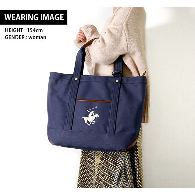 ビバリーヒルズポロクラブ トートバッグ メンズ レディース ブランド キャンバストートバッグL Cotton 152454 NV NV WH バッグ BH1008N-NVNVWH