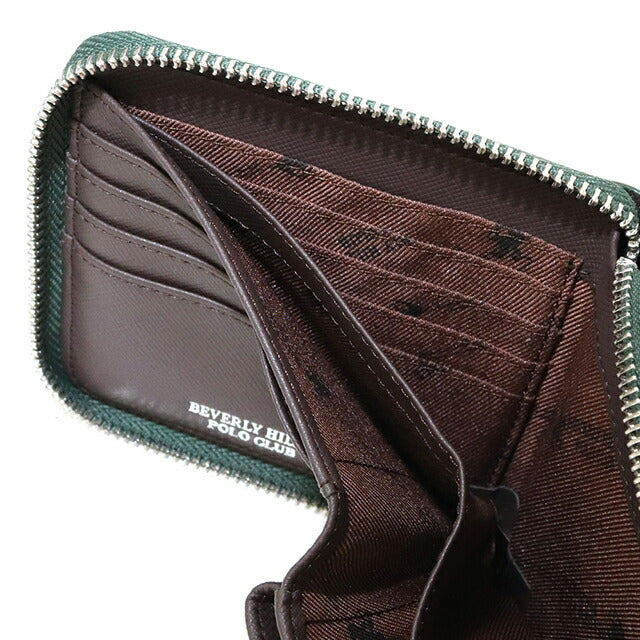 ビバリーヒルズポロクラブ 財布 メンズ ブランド 二つ折り財布 革 レザーウォレット 小銭入れあり グリーン ダークブラウン BHG-M1004-GRNDBR
