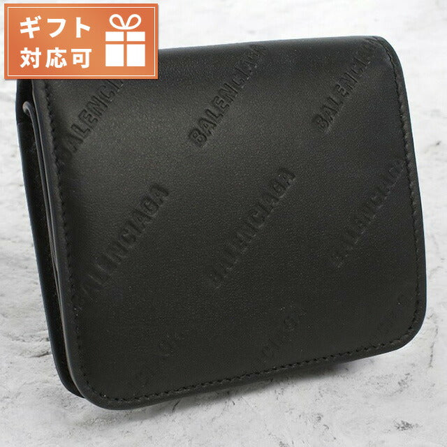 バレンシアガ 二折財布小銭入付き レディース ブランド BALENCIAGA レザー イタリア 594216 ブラック 財布 BLC594216021
