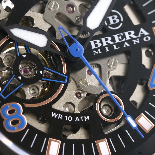 ブレラ ミラノ 自動巻き 腕時計 ブランド メンズ オープンハート BMSSAS4502 アナログ スケルトン ブラック 黒 BMSSAS4502