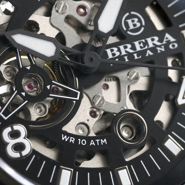 ブレラ ミラノ 自動巻き 腕時計 ブランド メンズ オープンハート BMSSAS4503 アナログ スケルトン ブラック 黒 BMSSAS4503