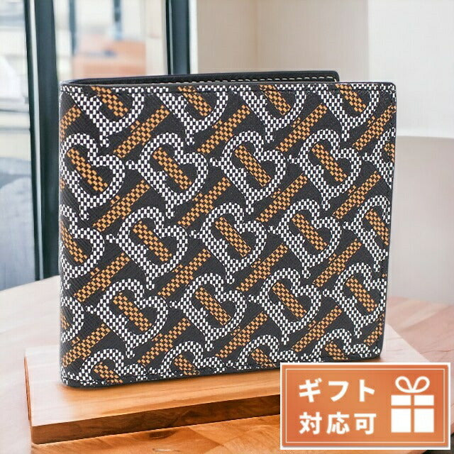 バーバリー 二折財布 メンズ ブランド コットン モルドバ 8059339 BLACK-ORANGE ブラック マルチカラー 財布 BUR8059339011