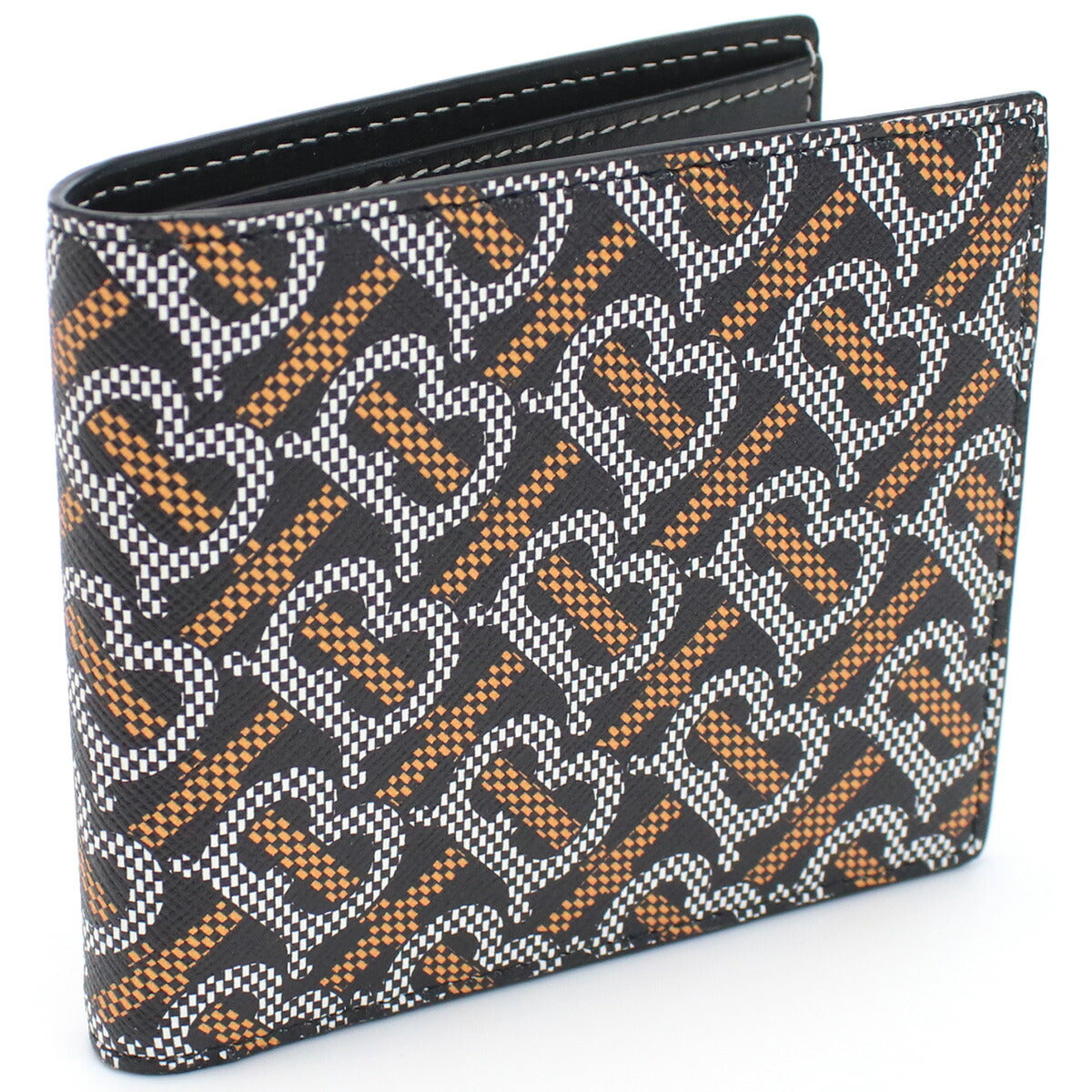 バーバリー 二折財布 メンズ ブランド コットン モルドバ 8059339 BLACK-ORANGE ブラック マルチカラー 財布 BUR8059339011