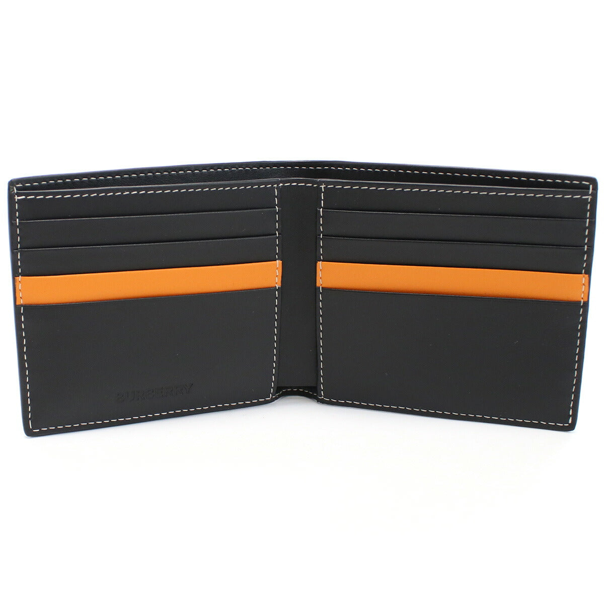 バーバリー 二折財布 メンズ ブランド コットン モルドバ 8059339 BLACK-ORANGE ブラック マルチカラー 財布 BUR8059339011