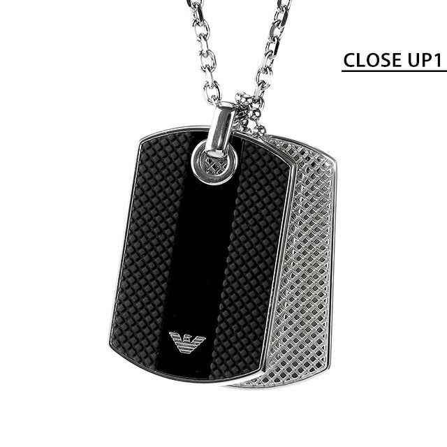 エンポリオ アルマーニ ネックレス EMPORIO ARMANI ペンダント ダブルプレート メンズ レディース EGS1542040 ブラック シルバー アクセサリー 記念品 ギフト EGS1542040