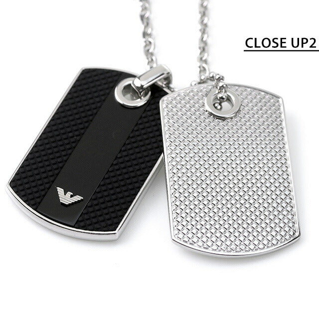 エンポリオ アルマーニ ネックレス EMPORIO ARMANI ペンダント ダブルプレート メンズ レディース EGS1542040 ブラック シルバー アクセサリー 記念品 ギフト EGS1542040