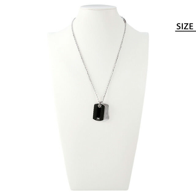 エンポリオ アルマーニ ネックレス EMPORIO ARMANI ペンダント ダブルプレート メンズ レディース EGS1542040 ブラック シルバー アクセサリー 記念品 ギフト EGS1542040