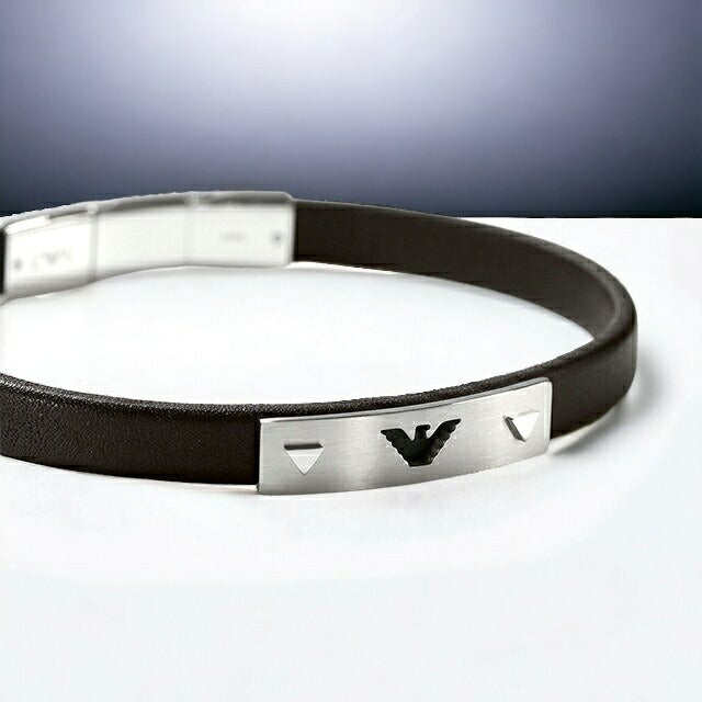 エンポリオ アルマーニ ブレスレット メンズ ブランド EMPORIO ARMANI レザー ステンレス EGS2411040 ブラック シルバー アクセサリー EGS2411040