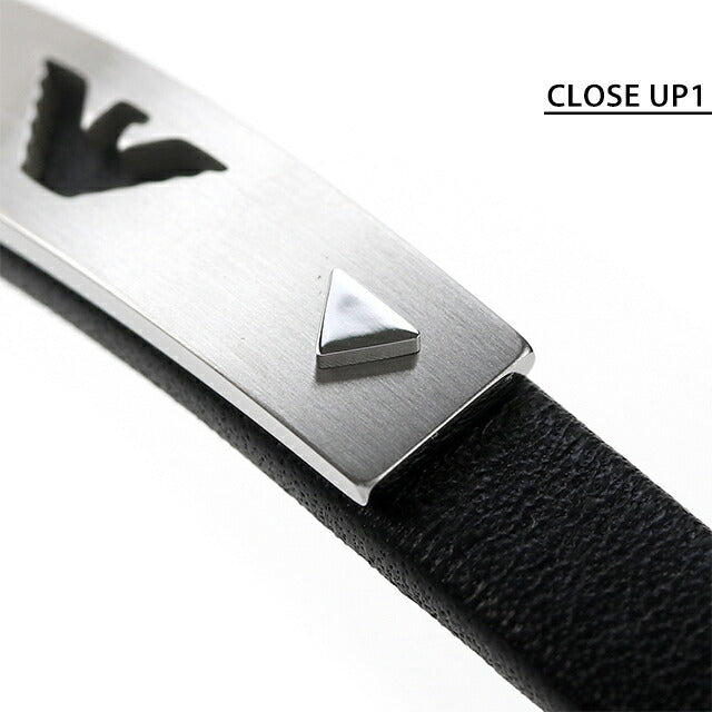 エンポリオ アルマーニ ブレスレット メンズ ブランド EMPORIO ARMANI レザー ステンレス EGS2411040 ブラック シルバー アクセサリー EGS2411040