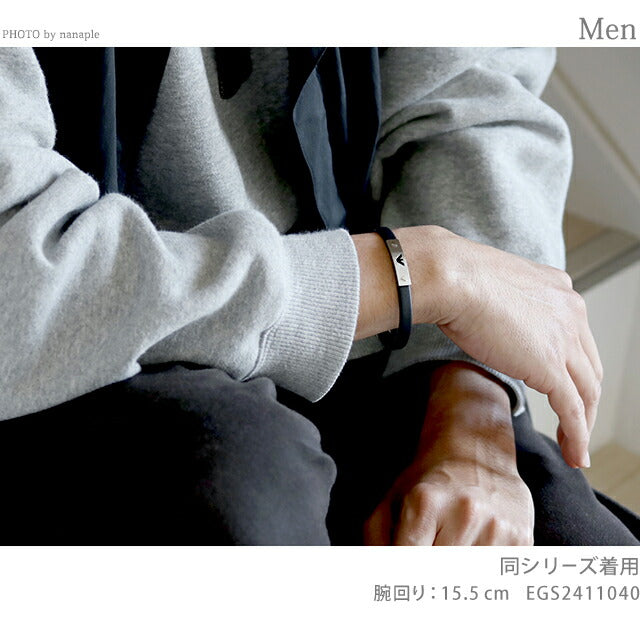 エンポリオ アルマーニ ブレスレット メンズ ブランド EMPORIO ARMANI レザー ステンレス EGS2411040 ブラック シルバー アクセサリー EGS2411040