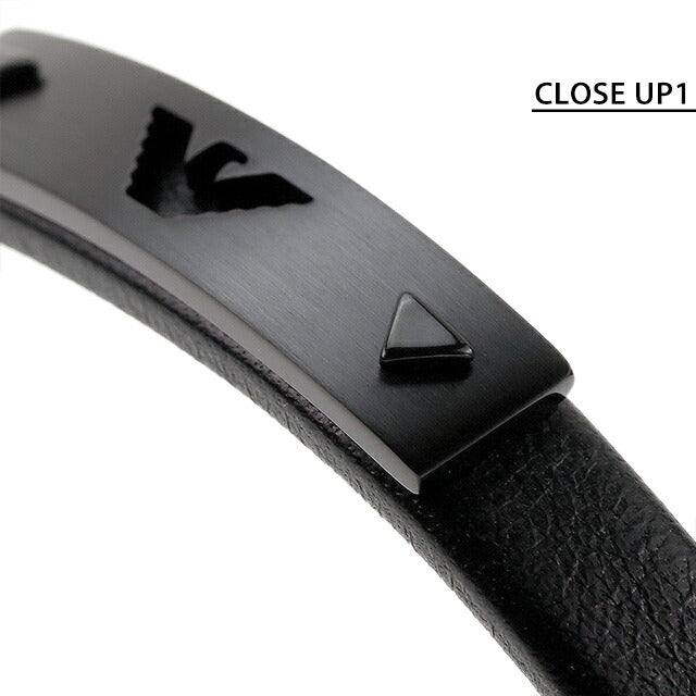 エンポリオ アルマーニ ブレスレット メンズ ブランド EMPORIO ARMANI レザー ステンレス EGS2412001 オールブラック アクセサリー EGS2412001