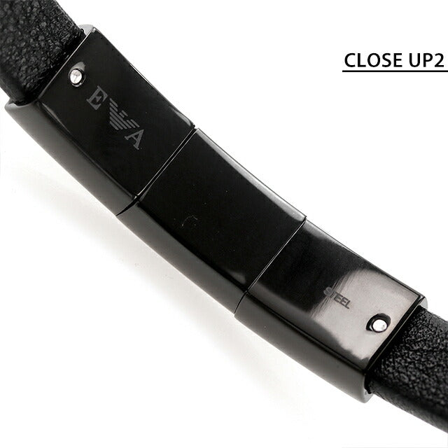 エンポリオ アルマーニ ブレスレット メンズ ブランド EMPORIO ARMANI レザー ステンレス EGS2412001 オールブラック アクセサリー EGS2412001