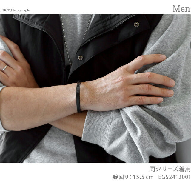 エンポリオ アルマーニ ブレスレット メンズ ブランド EMPORIO ARMANI レザー ステンレス EGS2412001 オールブラック アクセサリー EGS2412001