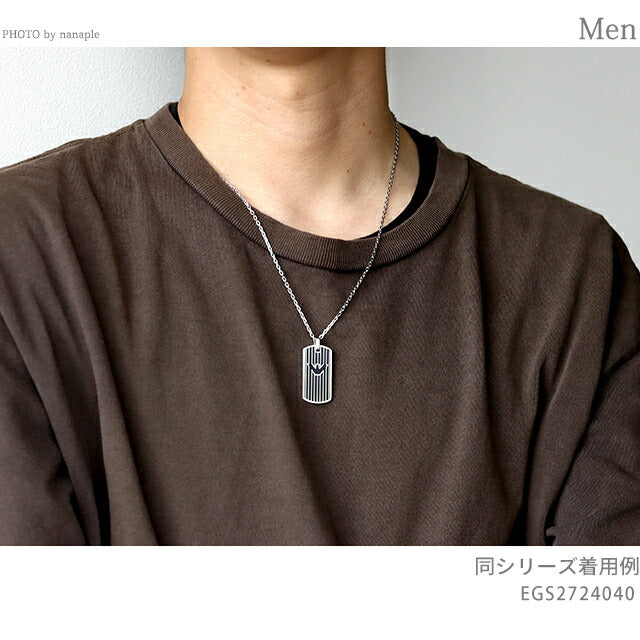 エンポリオ アルマーニ ネックレス EMPORIO ARMANI ペンダント ステンレススチール ドッグタグ メンズ EGS2724040 ブラック シルバー アクセサリー EGS2724040