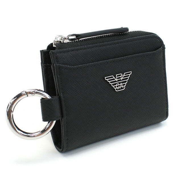 エンポリオ・アルマーニ キーリング付小銭入れ メンズ ブランド EMPORIO ARMANI Y4R500 BLACK ブラック 財布 EMAY4R500011