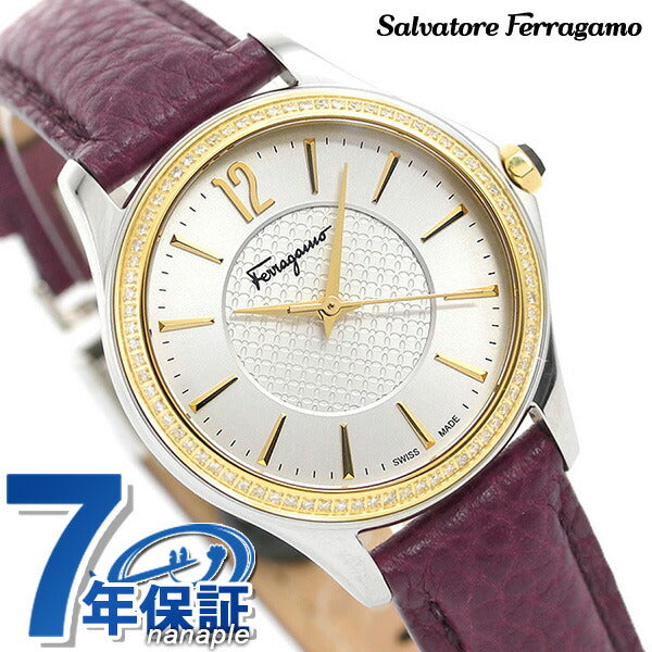 フェラガモ 時計 フェラガモ タイム 34mm レディース 腕時計 ブランド FFV030016 シルバー パープル 革ベルト FFV030016
