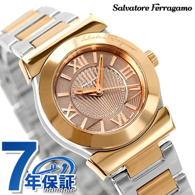 サルヴァトーレフェラガモ ヴェガ 27mm クオーツ レディース 腕時計 FI5040015 Salvatore Ferragamo ブラウン ピンクゴールド 成人祝い プレゼント ギフト FI5040015