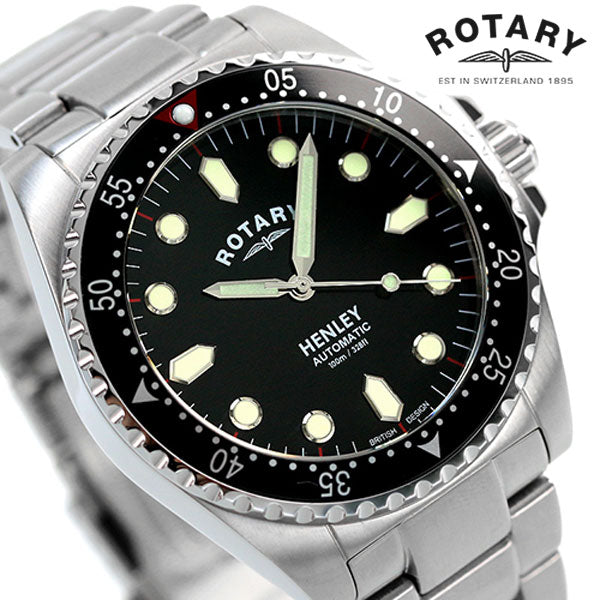 ロータリー 腕時計 ブランド 自動巻き 機械式 メンズ 時計 ヘンリー 41mm GB05136 04 ブラック GB05136-04