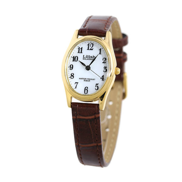 シチズン Q&Q リリッシュ 24mm ソーラー レディース 腕時計 ブランド H053-104 CITIZEN キュー&キュー シルバー×ブラウン プレゼント ギフト H053-104