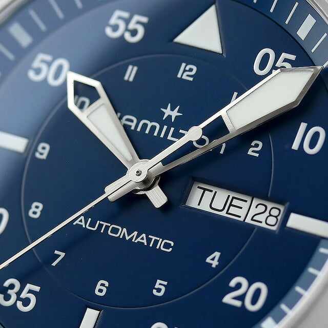 ハミルトン カーキ アビエーション パイロット デイデイト 42mm 自動巻き 腕時計 ブランド メンズ HAMILTON H64635140 ブルー H64635140