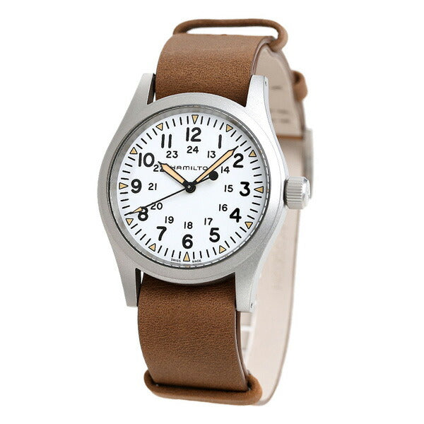 ハミルトン カーキ フィールド メカニカル 38mm メンズ 腕時計 手巻き H69439511 HAMILTON 時計 ホワイト ブラウン H69439511