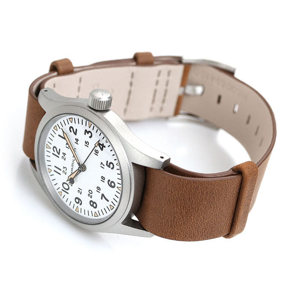 ハミルトン カーキ フィールド メカニカル 38mm メンズ 腕時計 手巻き H69439511 HAMILTON 時計 ホワイト ブラウン H69439511