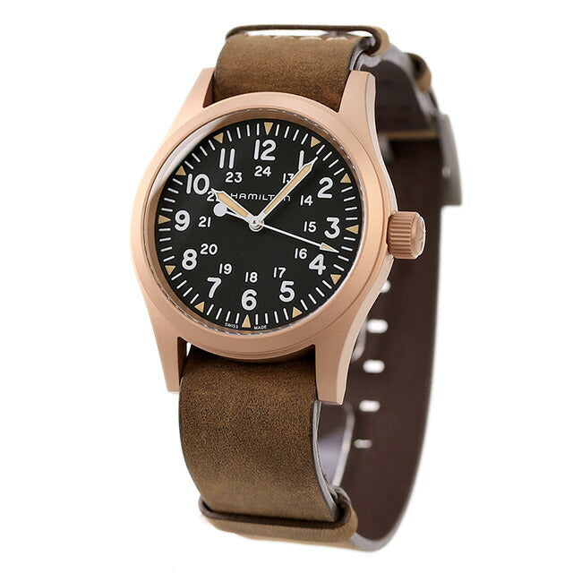ハミルトン カーキ フィールド メカ ブロンズ 38mm 手巻き 腕時計 ブランド メンズ チタン 革ベルト H69459530 アナログ ブラック ブラウン 黒 スイス製 H69459530