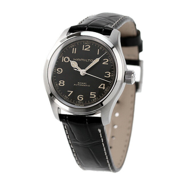 ハミルトン カーキ フィールド 38mm 自動巻き 腕時計 ブランド メンズ 革ベルト H70405730 アナログ ブラック 黒 スイス製 H70405730
