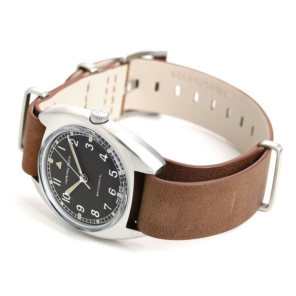ハミルトン カーキ アビエーション パイロット パイオニア メカニカル 36mm 手巻き 腕時計 ブランド メンズ H76419531 ブラック ブラウン H76419531