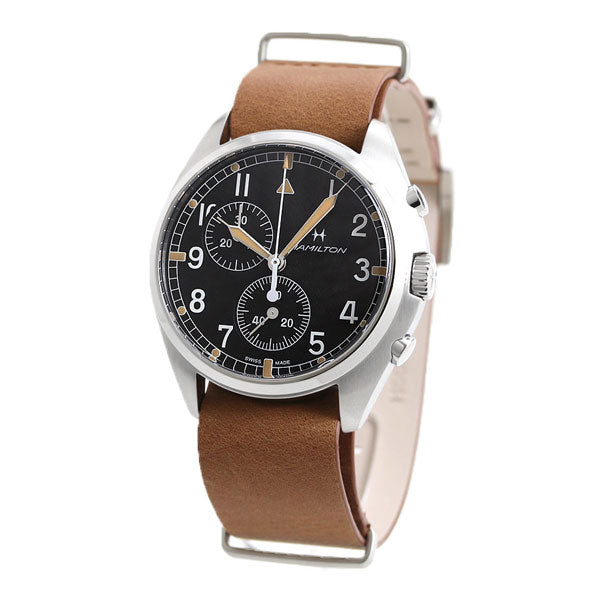 ハミルトン 時計 カーキ アビエーション パイロット 43mm 腕時計 ブランド メンズ H76522531 ブラック ブラウン H76522531