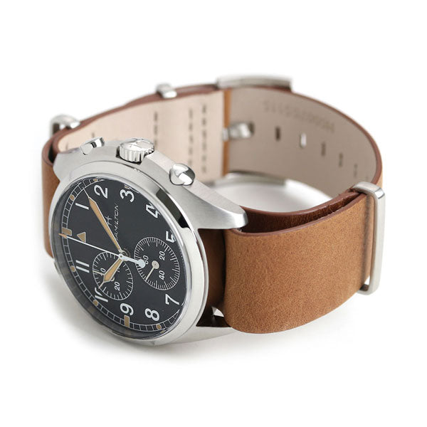ハミルトン 時計 カーキ アビエーション パイロット 43mm 腕時計 ブランド メンズ H76522531 ブラック ブラウン H76522531