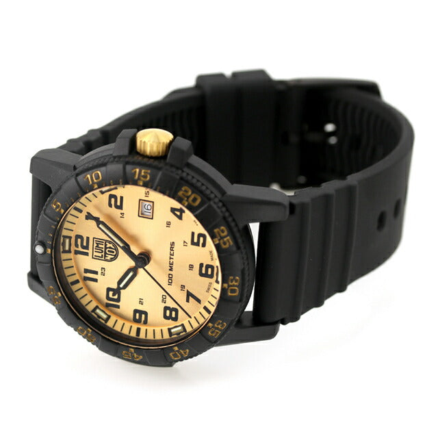 ルミノックス LEATHERBACK SEA TURTLE GIANT 0320 腕時計 ブランド メンズ 0325.GP アナログ ゴールド ブラック 黒 スイス製 l0325-GP