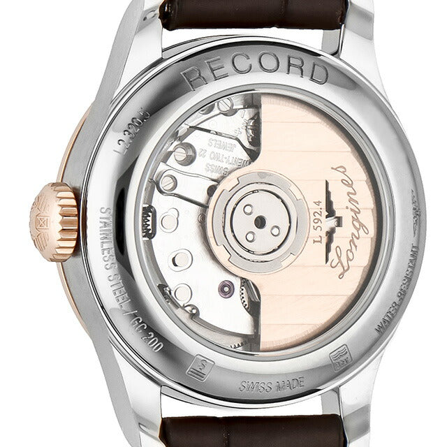 ロンジン レコード 自動巻き 腕時計 ブランド レディース LONGINES L2.320.5.76.2 アナログ シルバー ブラウン スイス製 L2-320-5-76-2